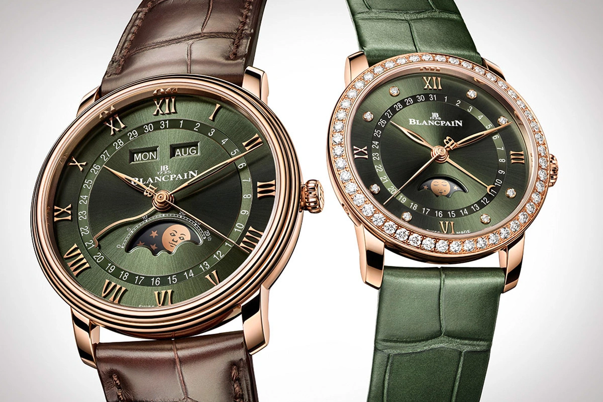The deep green shade of Vallée de Joux fir trees takes root in the Villeret collection - Cortina Watch Malaysia