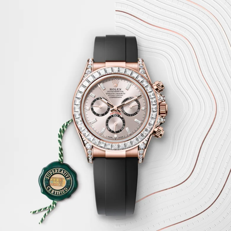 Rolex Cosmograph Daytona in 18 ct Everose gold with lugs set with diamonds, M126535TBR-0002 - Cortina Watch Malaysia