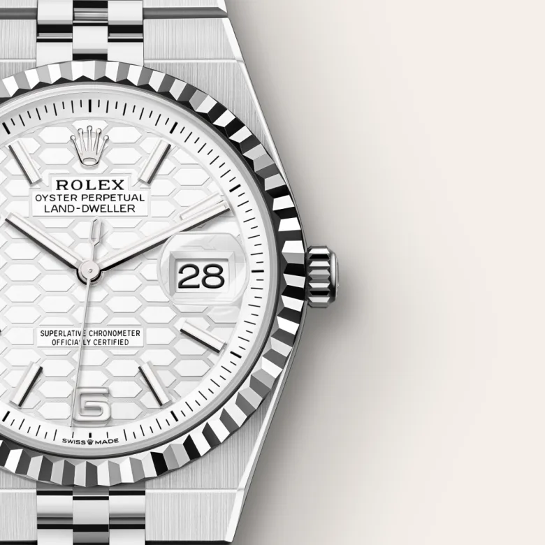 Rolex Land-Dweller in White Rolesor - combination of Oystersteel and white gold, M127234-0001 - Cortina Watch Malaysia