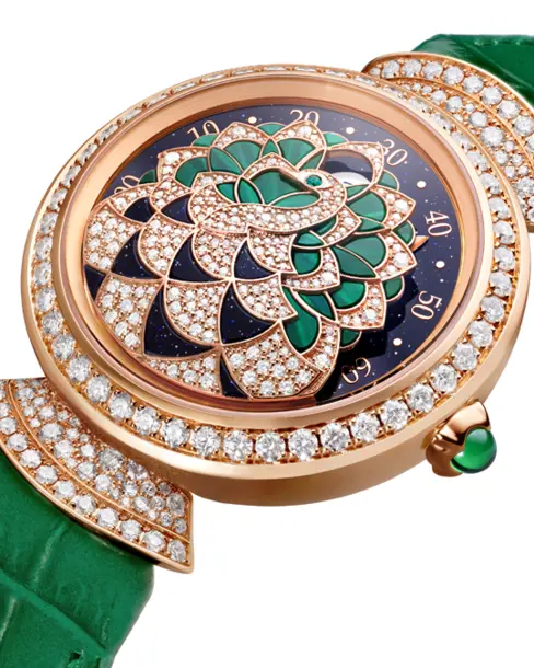 Divas’ Dream Peacock Precious Marquetry Jumping Hours and Retrograde Minutes - Cortina Watch Thailand