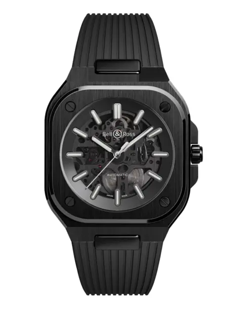 BR 05 Skeleton Black Ceramic (Rubber Strap) - Cortina Watch Thailand