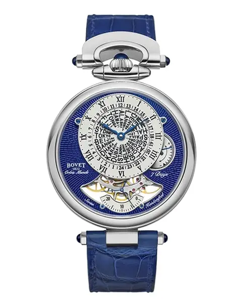 Orbis Mundis in Polished TItanium Blue Guilloché - Cortina Watch Thailand
