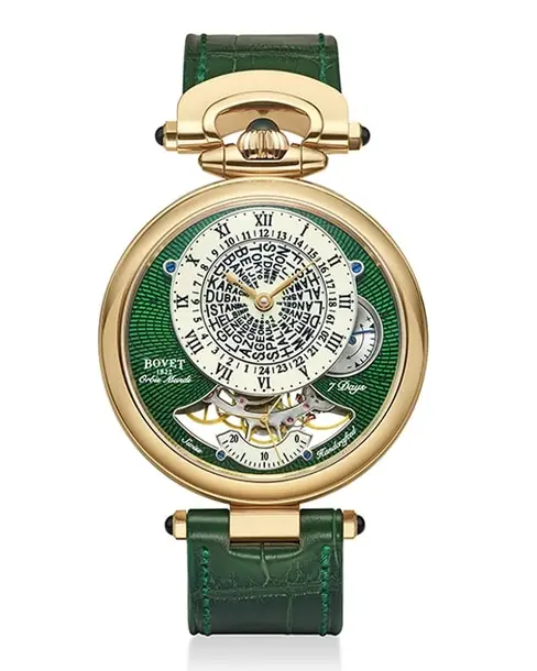 Orbis Mundis in 18K Red Gold Green Guilloché - Cortina Watch Thailand