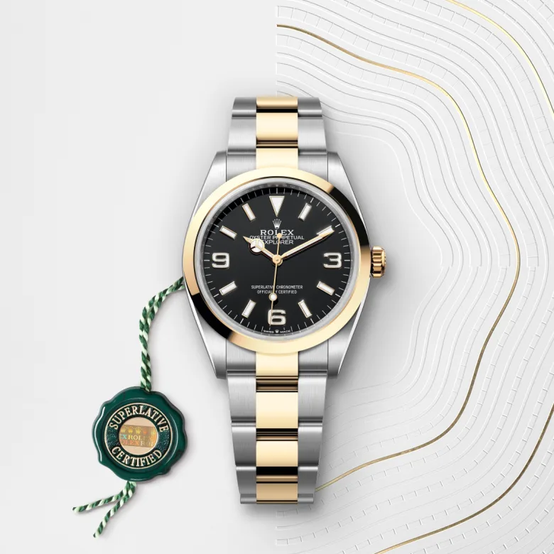 Rolex Explorer in Yellow Rolesor - combination of Oystersteel and yellow gold, M124273-0001 - Cortina Watch Thailand