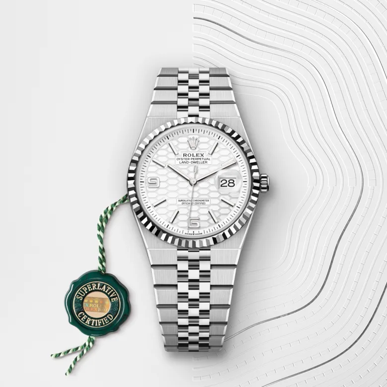 Rolex Land-Dweller in White Rolesor - combination of Oystersteel and white gold, M127234-0001 - Cortina Watch Thailand