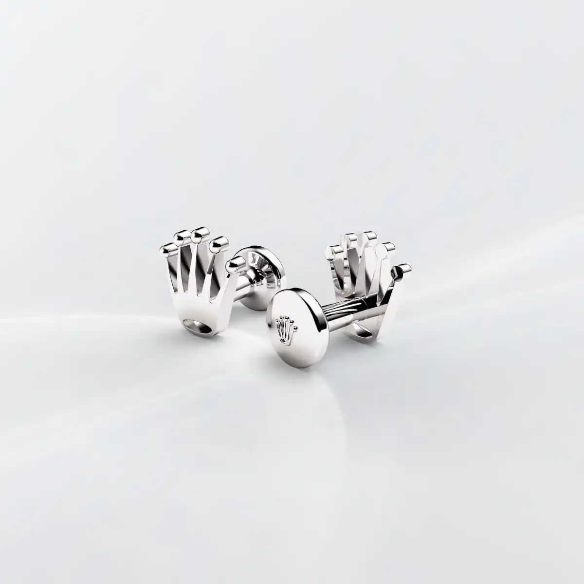 Rolex ‘Crown’ cufflinks in 18 ct white gold, A1019 at Cortina Watch Thailand