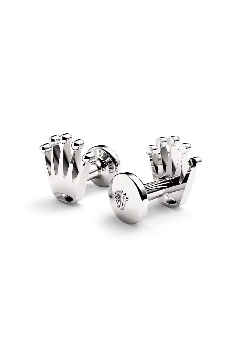 Rolex ‘Crown’ cufflinks in 18 ct white gold, A1019 at Cortina Watch Thailand