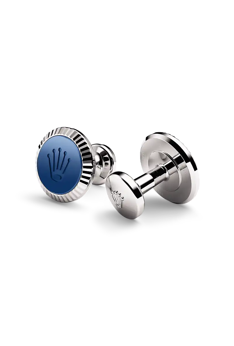 Rolex ‘Fluted’ cufflinks in 18 ct white gold, A1039 at Cortina Watch Thailand