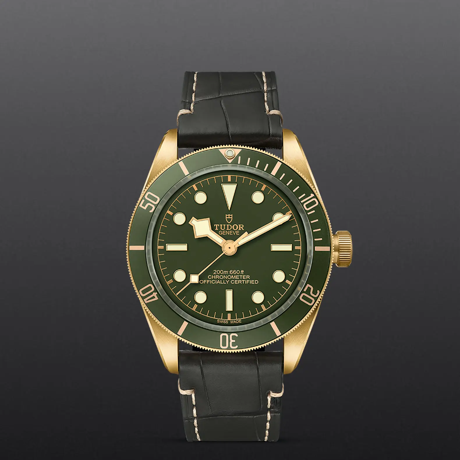 TUDOR碧湾1958型18K碧湾1958型磨砂18K黄金表壳，直径39毫米 
 透明蓝水晶镜面底盖 - M79018V-0001 at Cortina Watch Singapore