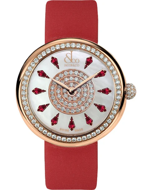 Brilliant One Row Rose Gold Ruby 38mm - Cortina Watch Singapore