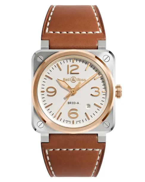 BR 03 White Steel & Gold - Cortina Watch Singapore