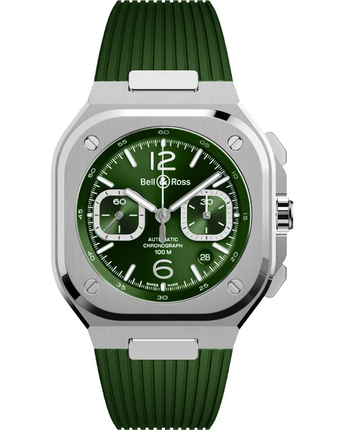 BR 05 Chrono Green Steel - Cortina Watch Singapore