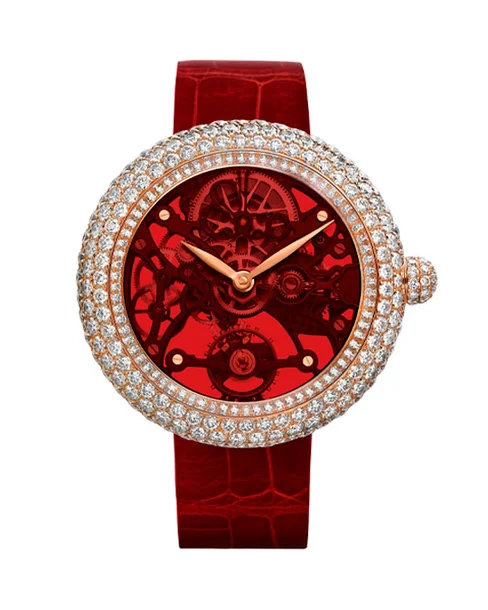 Brilliant Skeleton Northern Lights Rose Gold Red - Cortina Watch Singapore