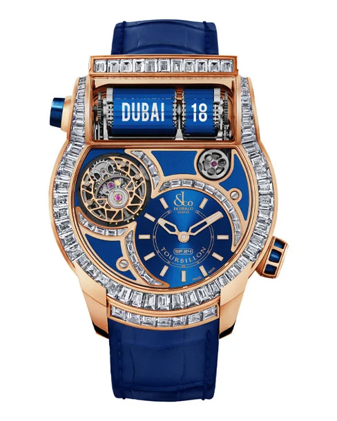 Epic SF24 Tourbillon Baguette Blue Dial Rose Gold - Cortina Watch Singapore