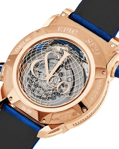 Epic SF24 Tourbillon Baguette Blue Dial Rose Gold - Cortina Watch Singapore