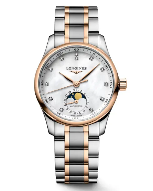 The Longines Master Collection Moonphase (Silver and Pink) - Cortina Watch Singapore