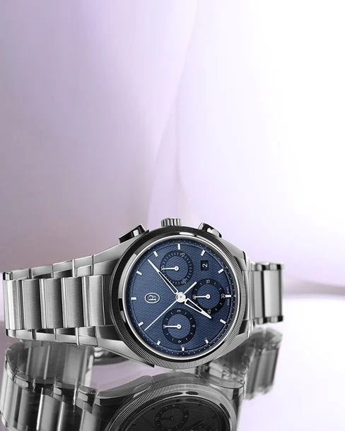 Tonda PF Chronograph Steel Platinum Milano Blue - Cortina Watch Singapore