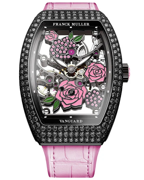 Vanguard Rose Skeleton Black Diamonds - Cortina Watch Singapore