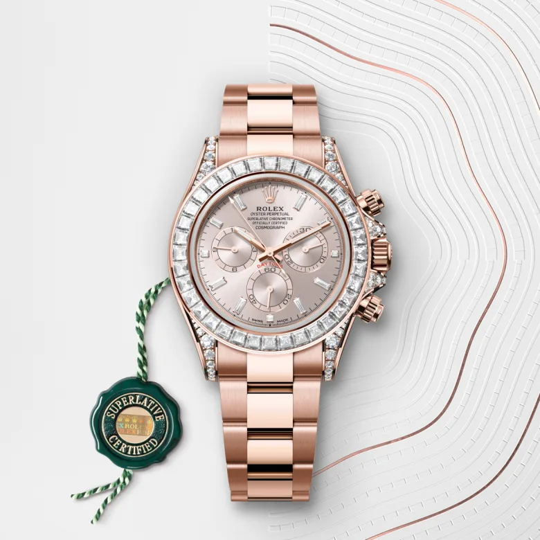 Rolex Cosmograph Daytona in 18 ct Everose gold with lugs set with diamonds, M126595TBR-0001 - Cortina Watch Singapore