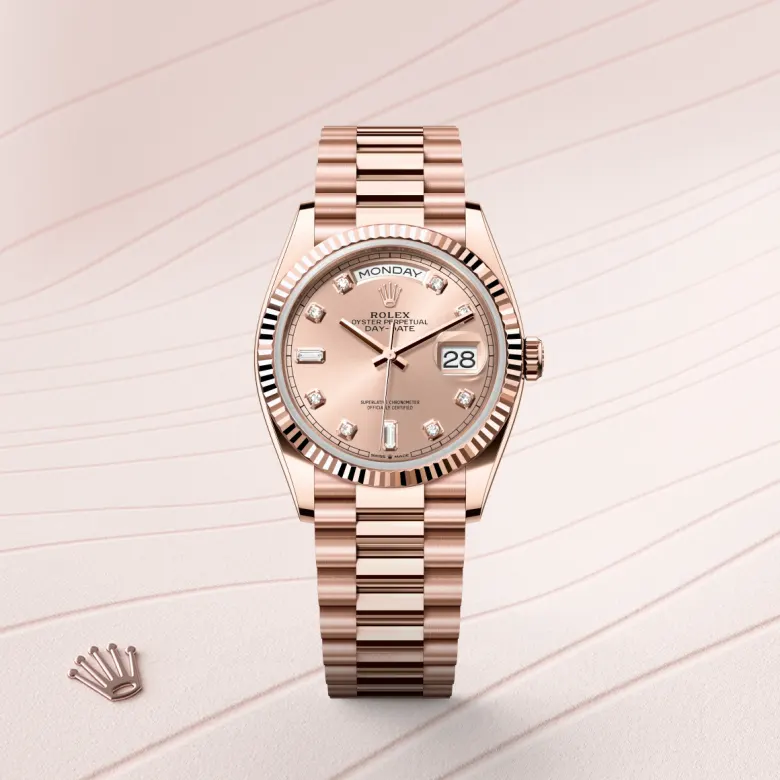 Rolex Day-Date in 18 ct Everose gold, M128235-0009 - Cortina Watch Singapore