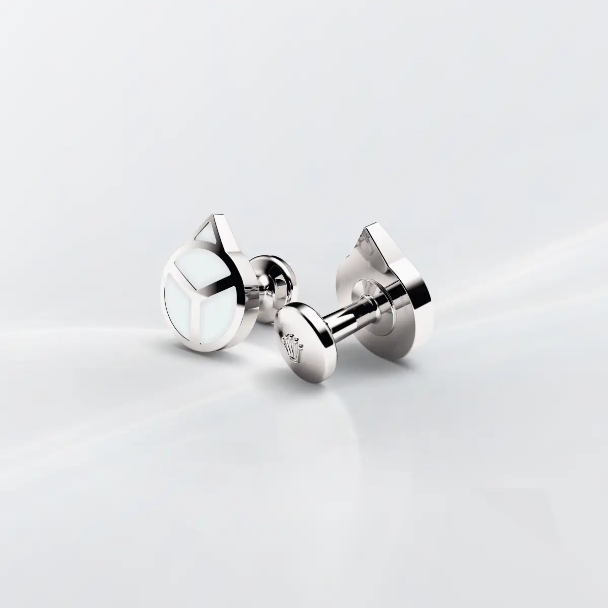 Rolex ‘Hand’ cufflinks in 18 ct white gold, A1029 at Cortina Watch Singapore