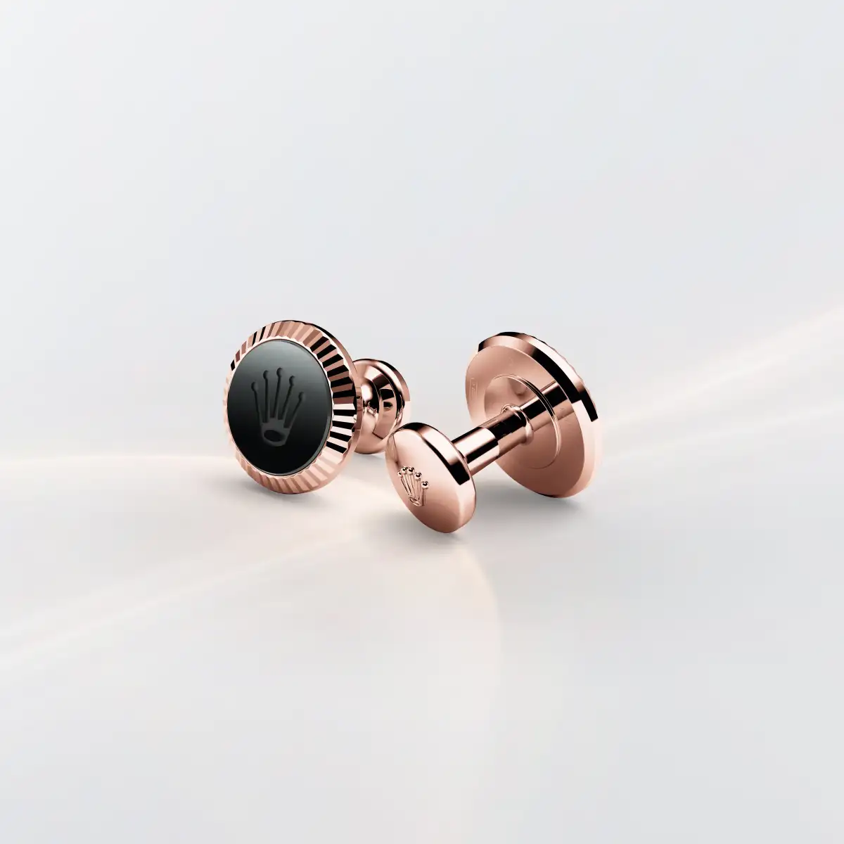 Rolex ‘Fluted’ cufflinks in 18 ct Everose gold, A1035 at Cortina Watch Singapore