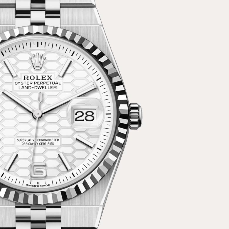 Rolex Land-Dweller in White Rolesor - combination of Oystersteel and white gold, M127234-0001 - Cortina Watch Singapore