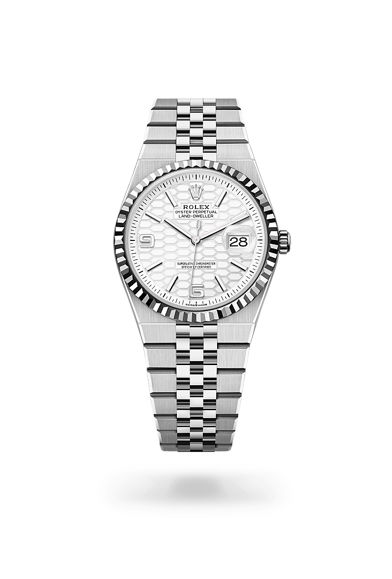 Rolex Land-Dweller in White Rolesor - combination of Oystersteel and white gold, M127234-0001 - Cortina Watch Singapore