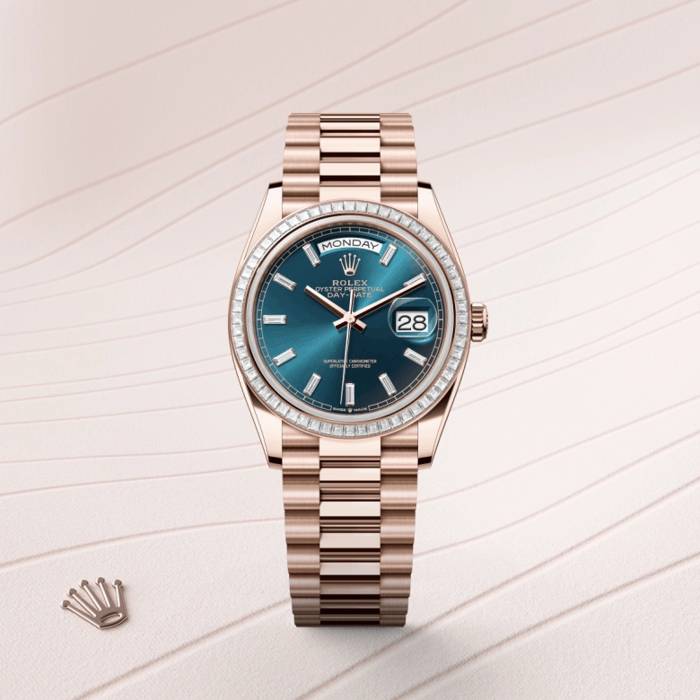 Rolex Day-Date in 18 ct Everose gold, M128395TBR-0032 - Cortina Watch Singapore